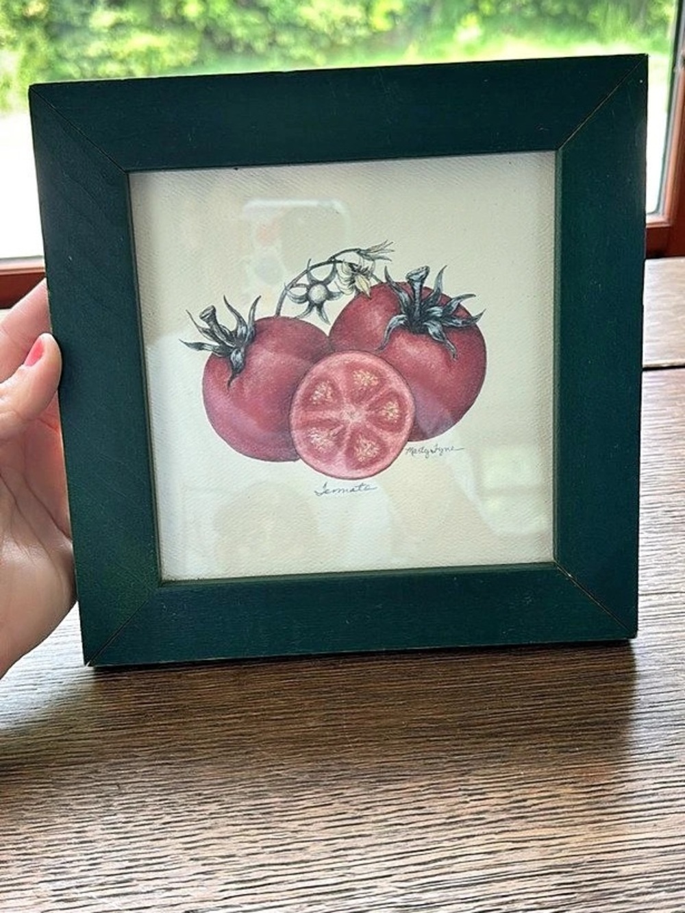 Vtg wooden framed tomato and tangerine prints